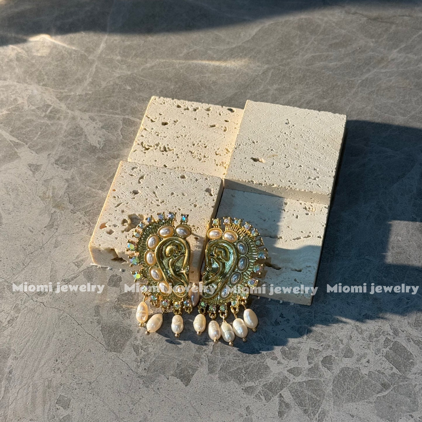Natural pearl heart shape earring vintage