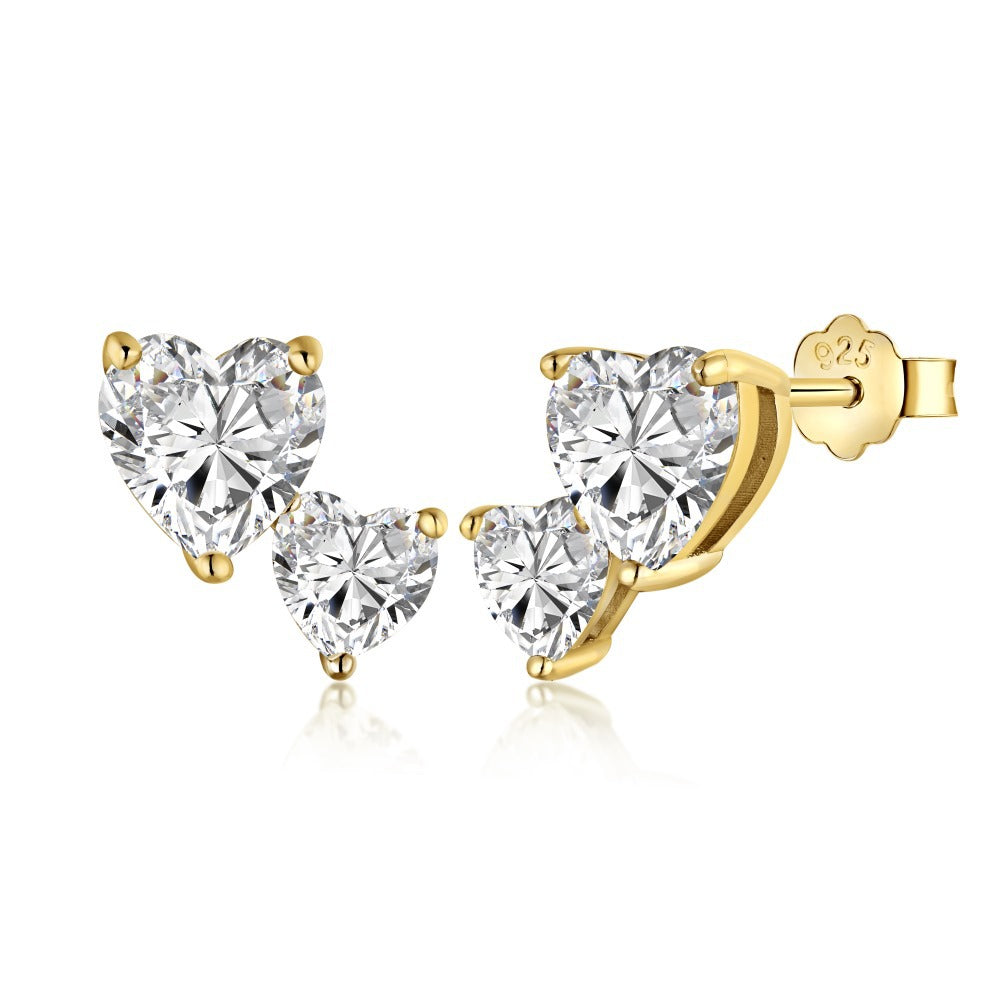 Cross-Border Hot-Selling S925 Sterling Silver Sugar Cube Earrings Four-Prong White Pear-Shaped Heart-Shaped Oval Water Drop Super Sparkling Earrings