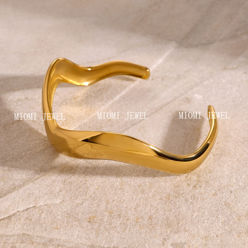 Jewelry Stainless Steel Plain Circle Bracelet High-End Ins Open Bracelet 18k Gold Titanium Steel Hand Accessory