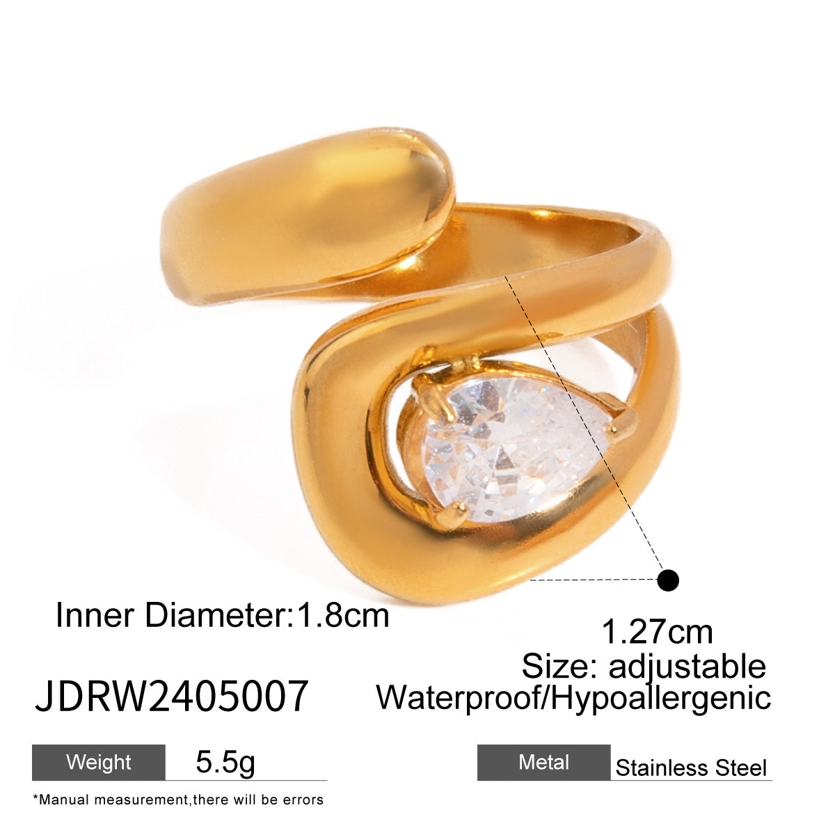 Stainless Steel Zircon Ring High-End Niche Light Luxury Ring Titanium Steel Hand Jewelry Rings