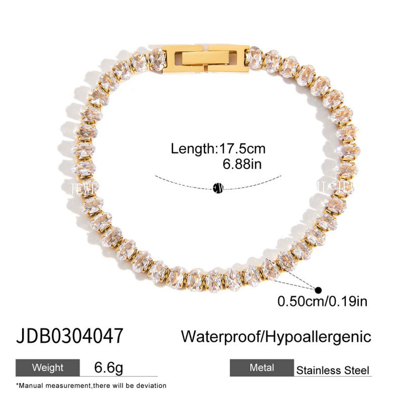 Stainless Steel Heart Zircon Bracelet Light Luxury High-end Titanium Steel Bangle Non-fading Women's Jewelry