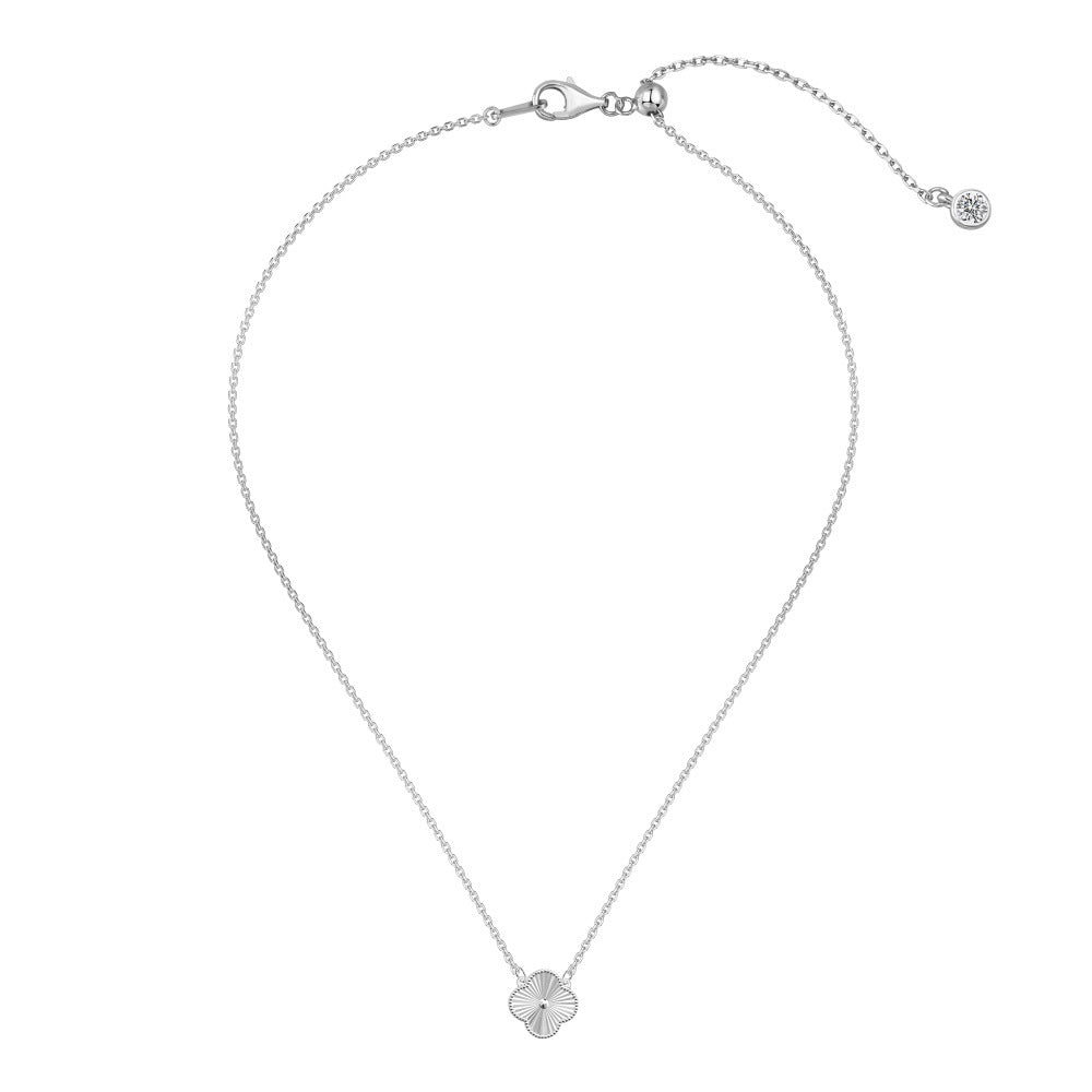 S925 Sterling Silver Lucky 10mm Four-Leaf Clover Single Pendant Necklace for Women with Laser Engraving Exquisite High-End Design