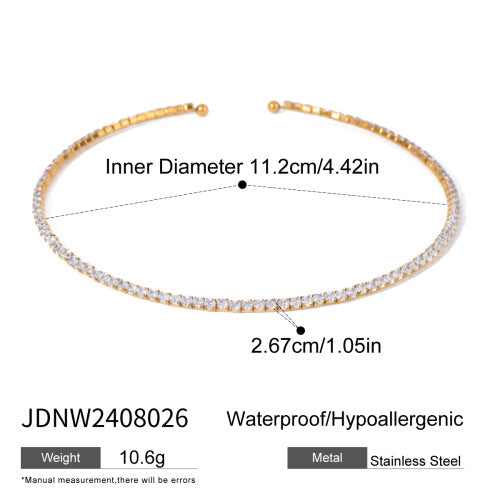 Stainless Steel gold Letter Necklace High-End Rhinestone Clavicle Chain Titanium Steel Jewelry Necklace