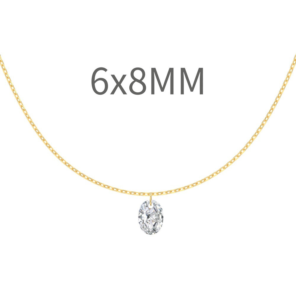 S925 Silver Single Diamond Drilled Water Drop Shape Zircon Multi-size Pendant Necklace Light Luxury High-end Feel Layered Wear