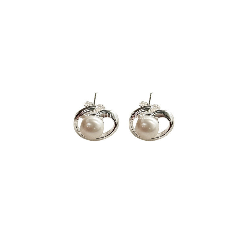 S925 Sterling Silver Line Natural Freshwater Pearl Earrings Ins Style Niche Fashion Xiaohongshu Same Style Earrings Elegant