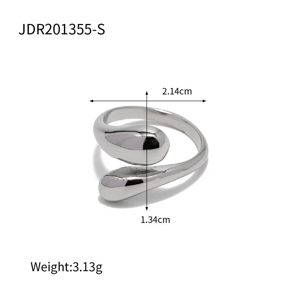 New Fashion Gold-Plated Stainless Steel Chunky Ring for Women Creative Adjustable Cross Open Ring Jewelry
