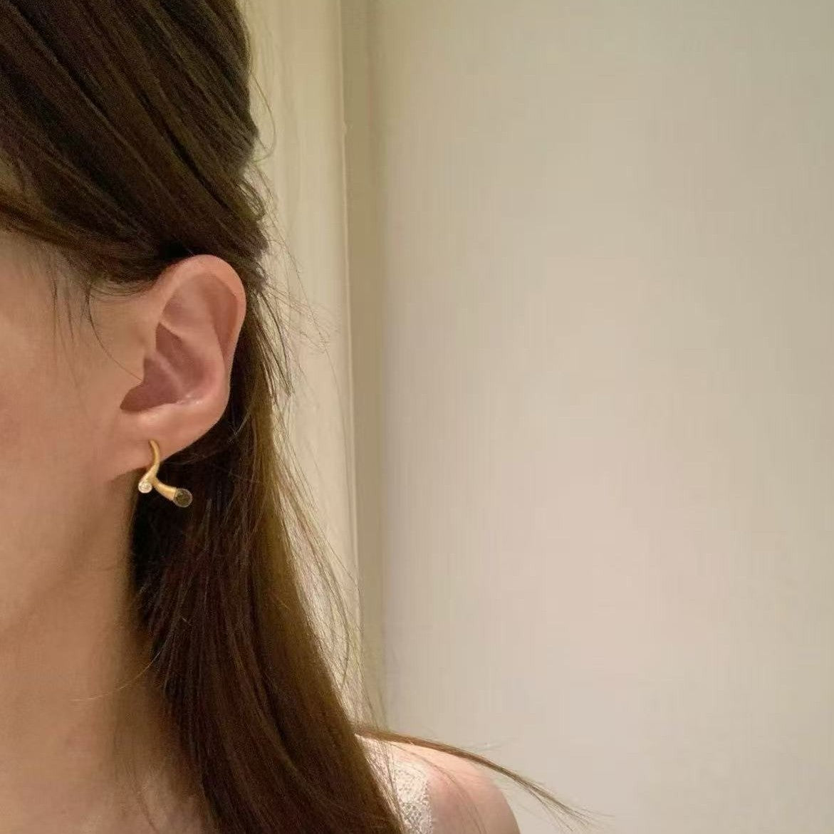 S925 Sterling Silver Vintage Style Brushed Natural Yellow Crystal Water Drop Earrings Exquisite Light Luxury Fashion High-end Feel