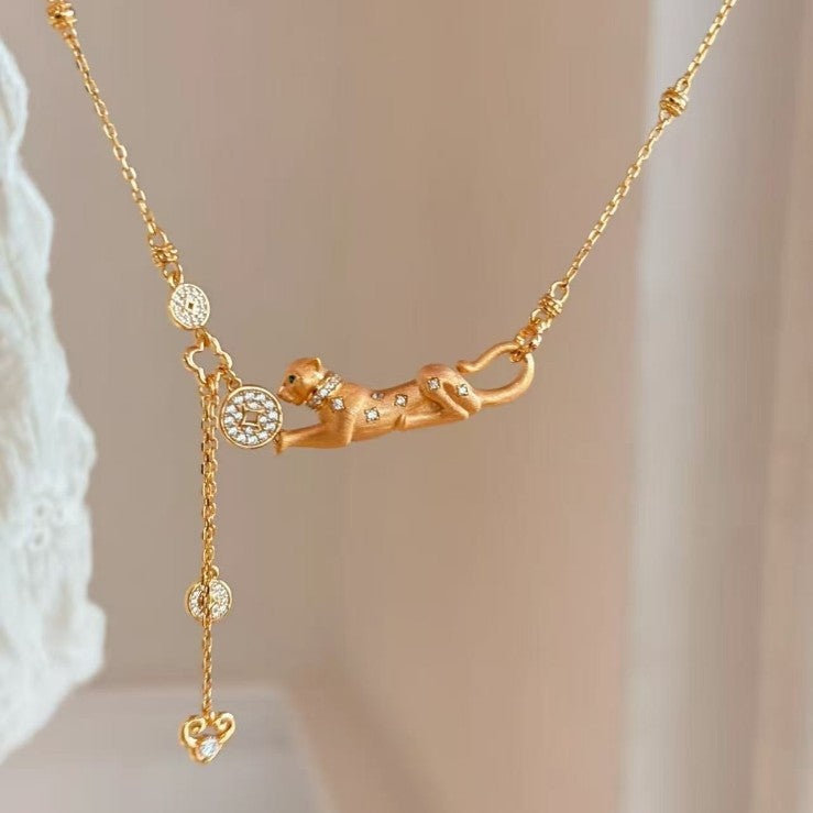 Brushed Craft Leopard Lucky Wealth Necklace Light Luxury High-end Exquisite Niche Versatile