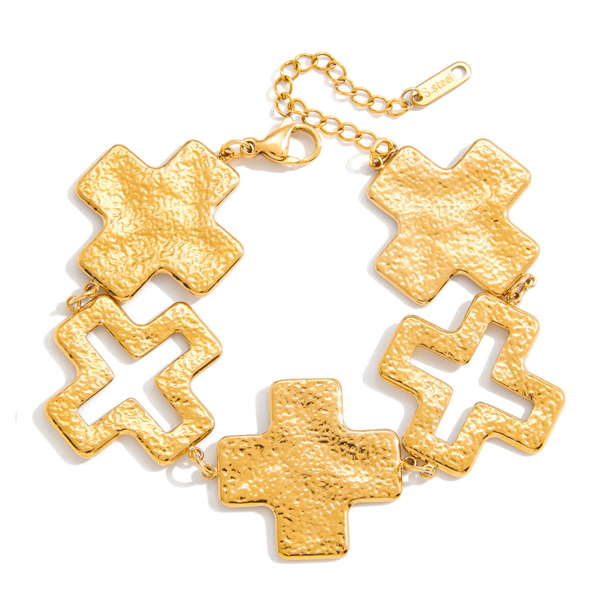 Titanium Steel Hammered Cross Bracelet Light Luxury High-End Feel Jewelry Non-Fading Stainless Steel Accessories Hot Item