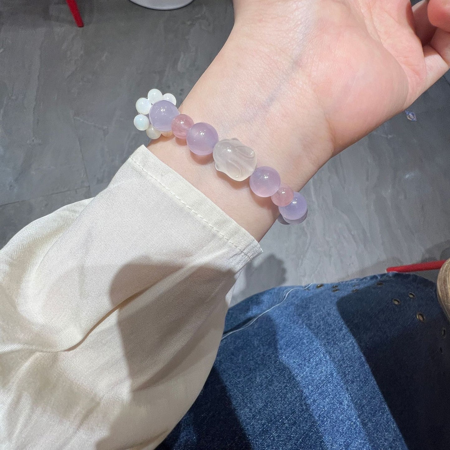 Violet Chalcedony Lychee Jelly Amethyst Bracelet for Women Rabbit Girlfriends Strawberry Crystal Bracelet