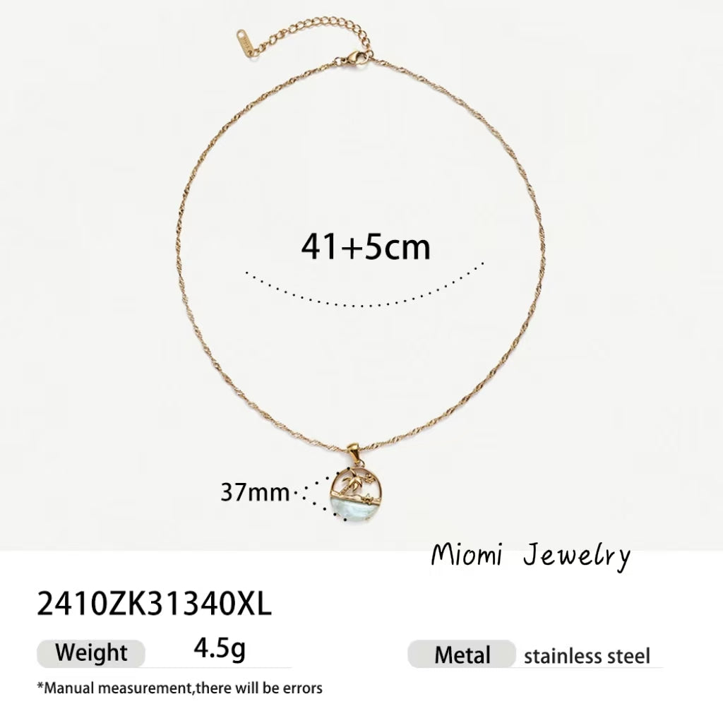 Taina Summer Stainless Steel Necklace - Minimalist, High-End, Natural Animal & Beach Style Collarbone Chain