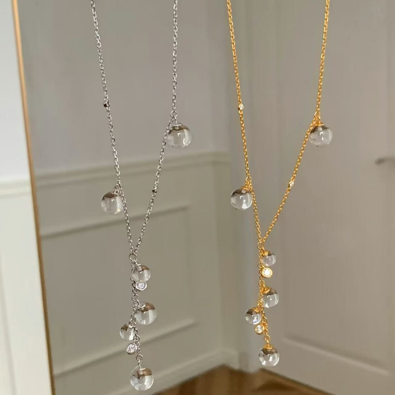 Pure Silver S925 Grape Cluster A White Crystal Necklace High-End Niche Exquisite Light Luxury Ins Gentle Korean Version Collarbone Chain