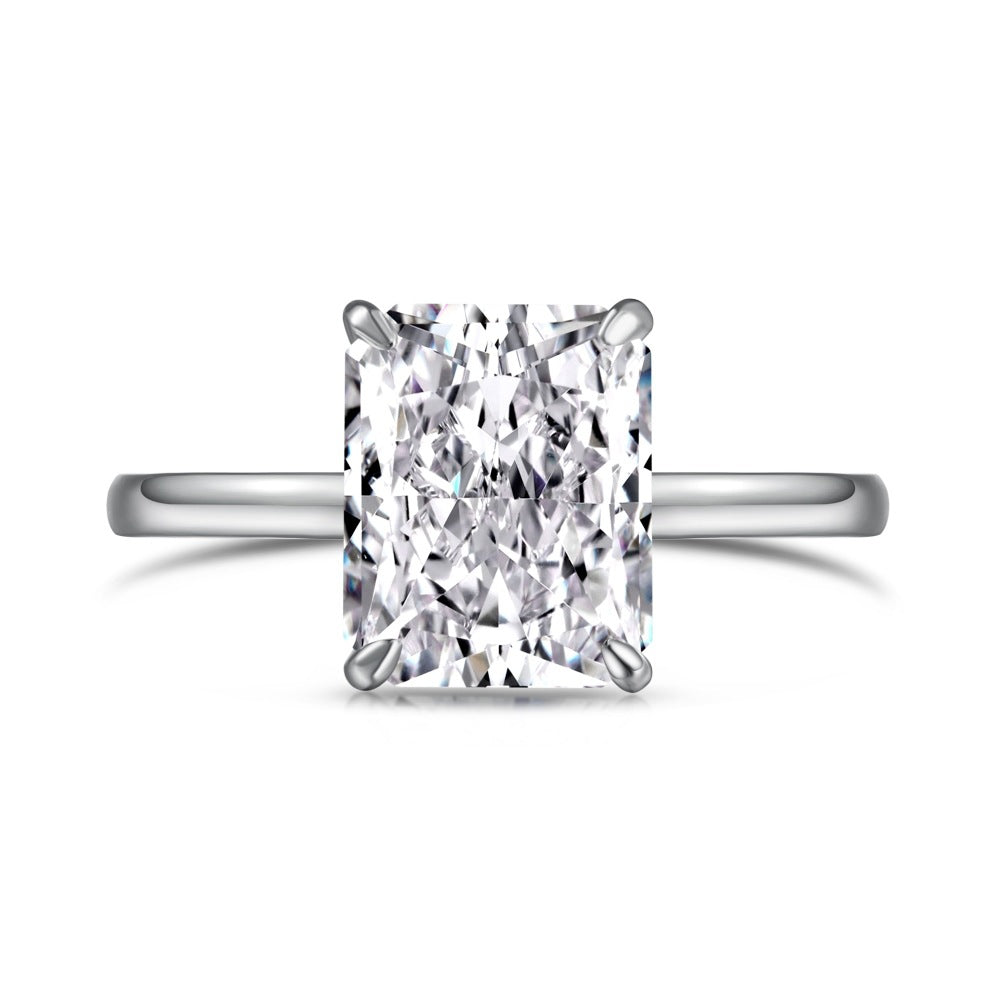 S925 Sterling Silver Ring for Women 8A Ice Flower Cut Zircon Inlaid Geometric Heart High-end Feel Women's Jewelry