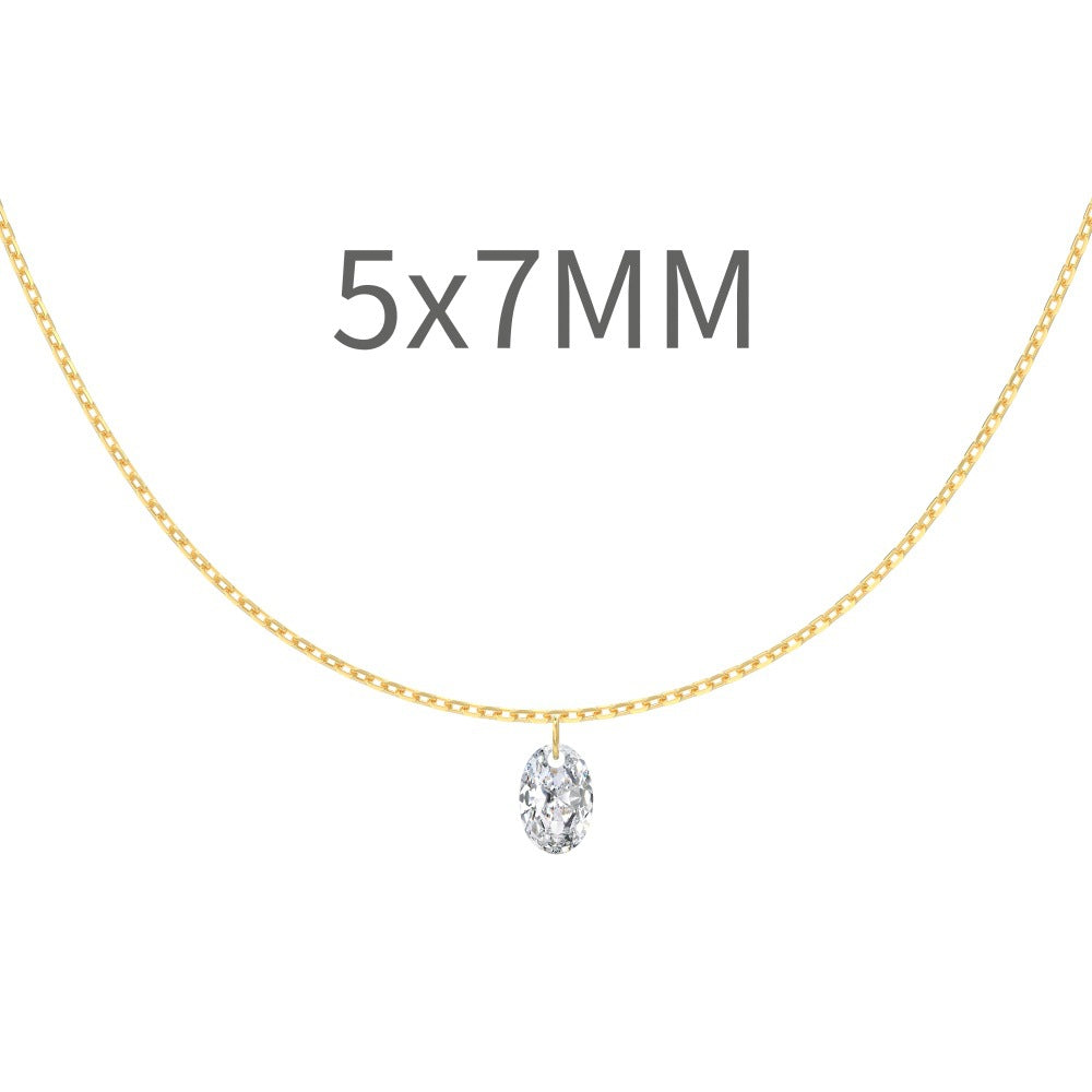 S925 Silver Single Diamond Drilled Water Drop Shape Zircon Multi-size Pendant Necklace Light Luxury High-end Feel Layered Wear