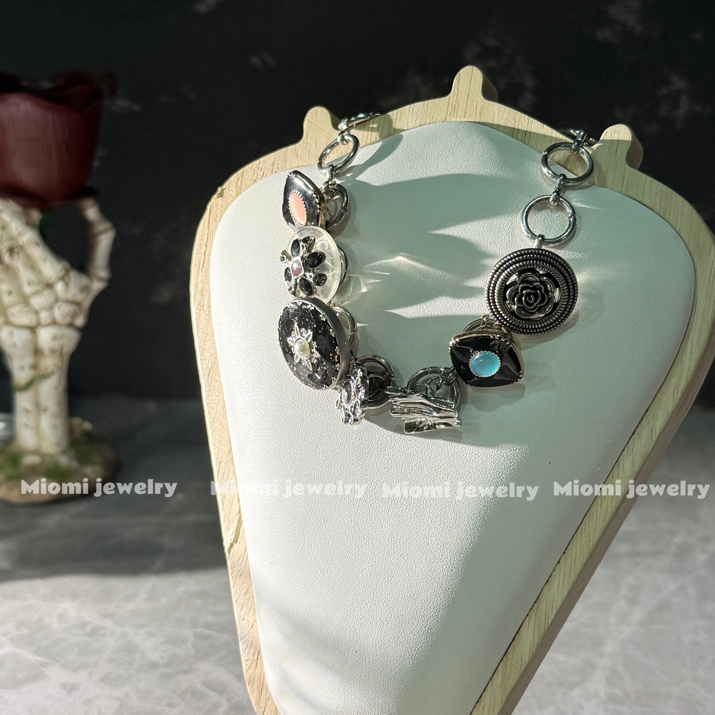 Silver whimsical choker gothic necklace