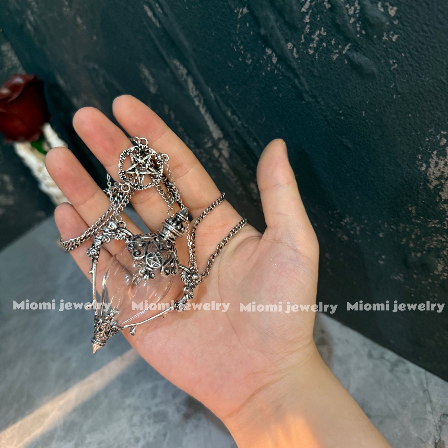witchy soft gothic Magical bottle necklace🖤