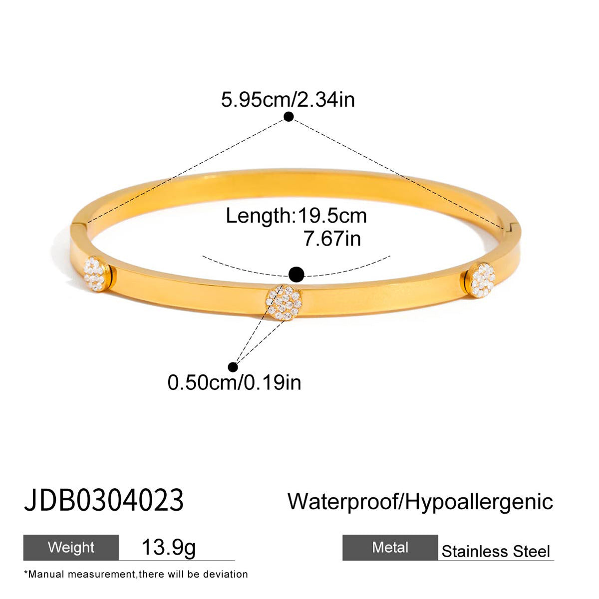 Jie Ding Stainless Steel Rhinestone Buckle Bracelet Light Luxury High-Grade Jewelry Women's Non-Fading Titanium Steel Ornament