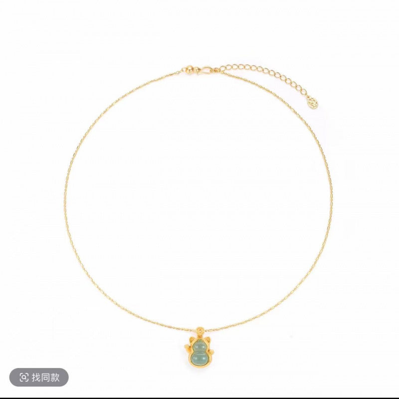 golden Elephant Lucky Bead Necklace for Women, Collarbone Chain,