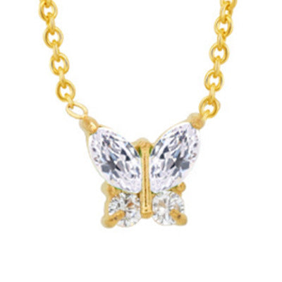 Titanium Steel 18K Vacuum Plated Colorful Zircon Necklace for Women High-End Light Luxury Micro-Paved Zircon Necklace Butterfly Design