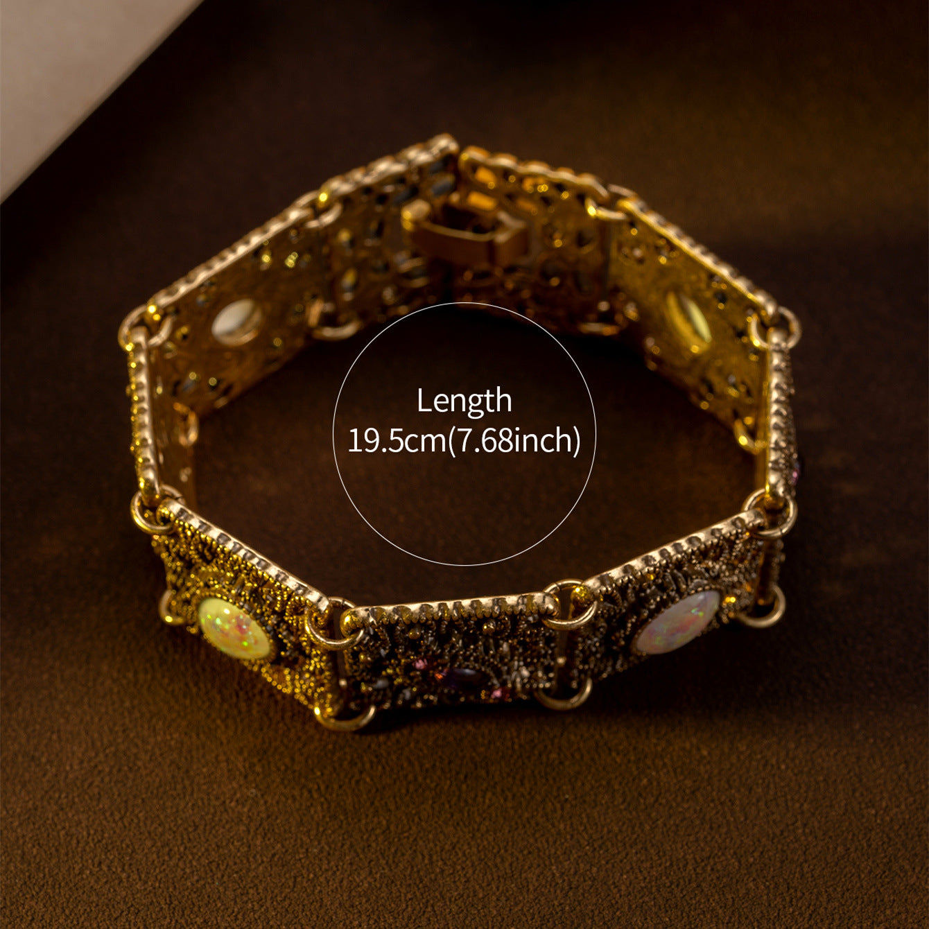 Qingdao Vintage Jewelry Luxurious Crystal Multi-layer High-end Bracelet Retro Palace Style Square Geometric Shape Bracelet