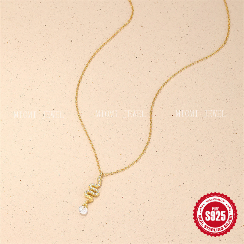 S925 Sterling Silver Hot-Selling Element Design High-End Snake Necklace for Women with Zircon Inlay Creative Matching Chain