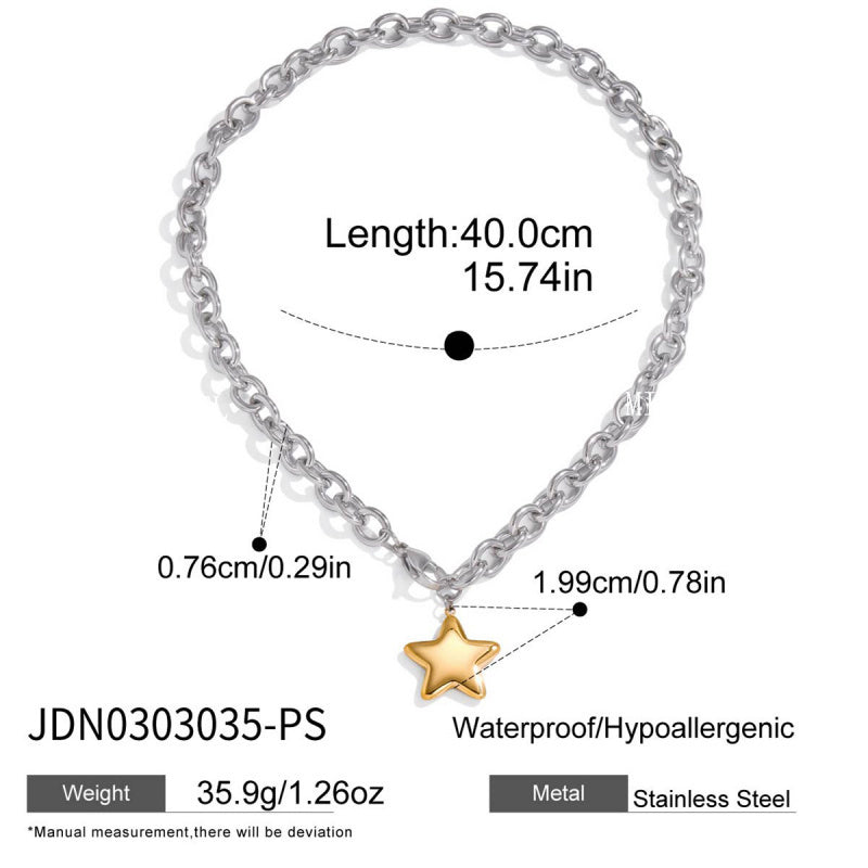 Five-Pointed Star Stainless Steel Necklace Light Luxury Niche Jewelry for Women High-End Titanium Steel Bracelet Accessories