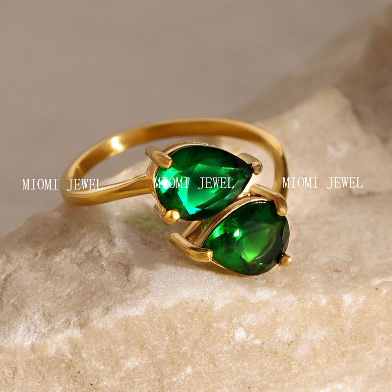Stainless Steel Zircon Ring High-End Ins Jewelry Titanium Steel Open Rings