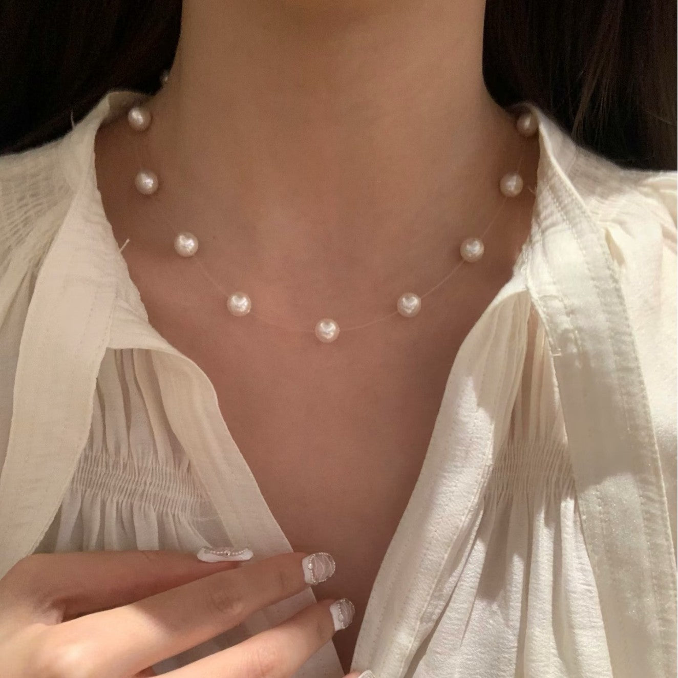 Light Luxury Niche French Retro Classic Versatile High-End Elegant Starfish Fish Line Pearl Necklace Collarbone Chain