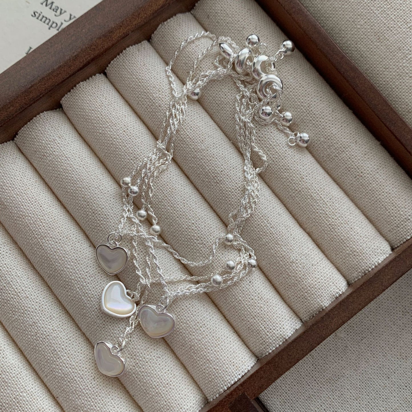 S925 Sterling Silver Heart Mother-of-Pearl Twist Pull Bracelet for Women Korean Niche Design High-End Popular Jewelry