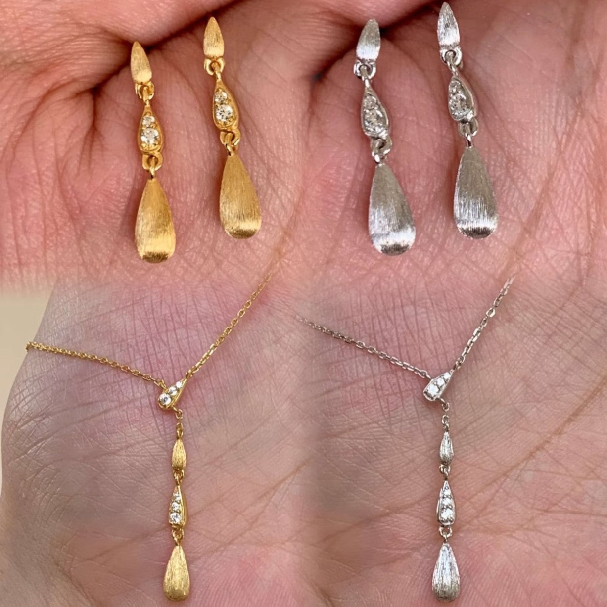 Pure Silver S925 Brushed Craft Rachel Necklace Earring Set Light Luxury High-end Fashion Versatile Adjustable Collarbone Chain