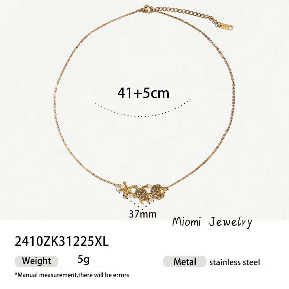 Taina Summer Stainless Steel Necklace - Minimalist, High-End, Natural Animal & Beach Style Collarbone Chain