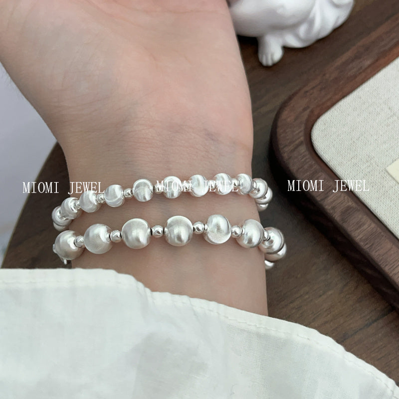 S925 Sterling Silver Cat Eye Lucky Bead Bracelet for Women Korean Version Exquisite Fashionable Unique Design Sense Hand Jewelry