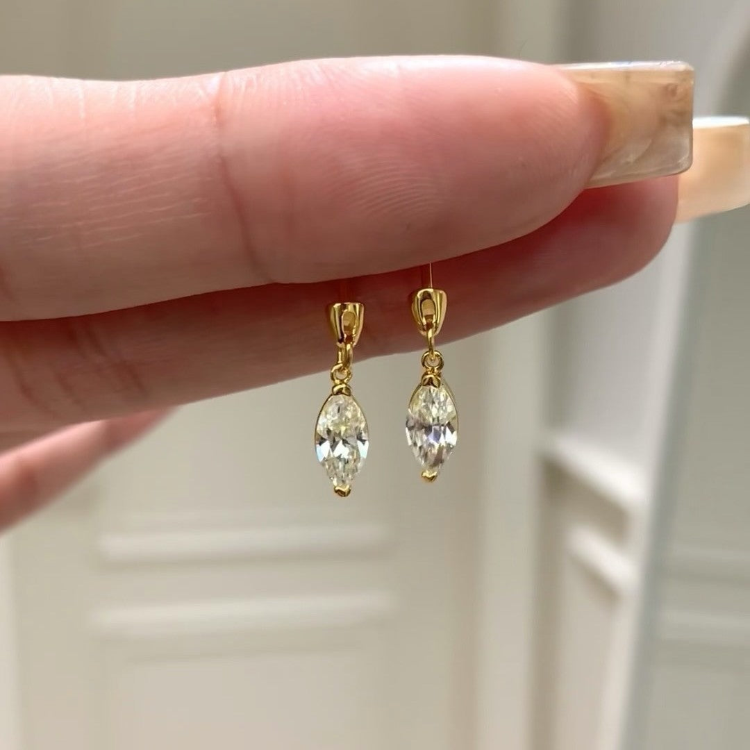 Korean Style Elegant Fashion Super Shiny Horse Eye Earrings S925 Silver Needle Exquisite Versatile Light Luxury Earrings