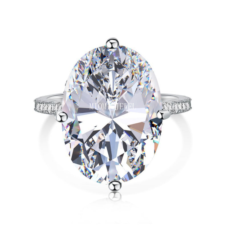 High Carbon Diamond Ring for Women S925 Sterling Silver Zircon Ring Colored Gemstone Ring Wholesale TikTok Cross-Border Live Streaming