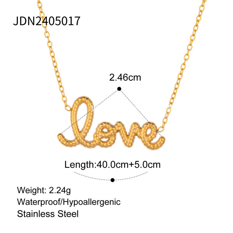 Stainless Steel Letter Necklace High-End Rhinestone Clavicle Chain Titanium Steel Jewelry Necklace