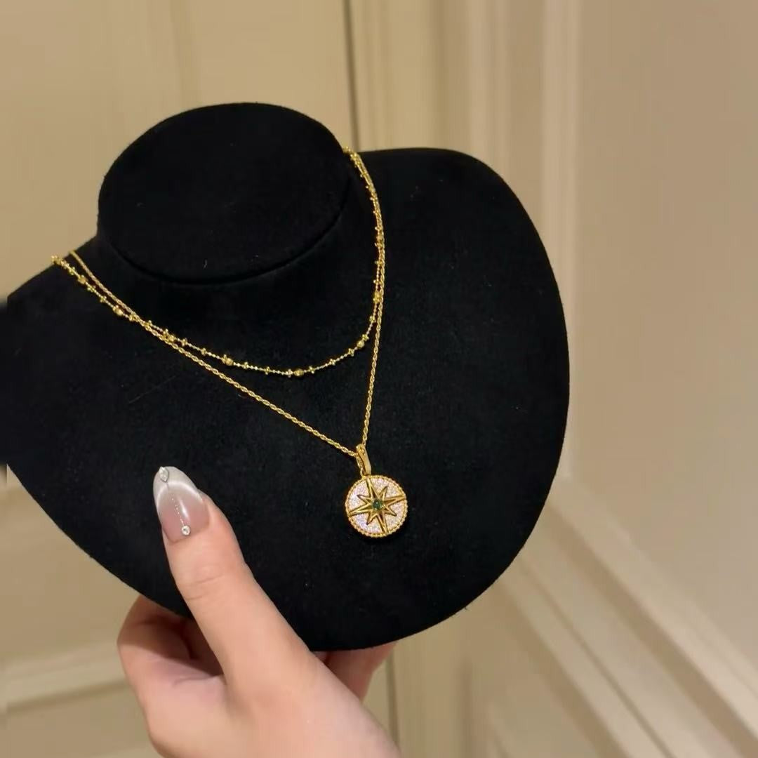 Pure Silver S925 High Carbon Diamond Star Necklace Multicolor Mother-of-Pearl Inlaid Diamond Light Luxury High-End Elegant Necklace Brilliant