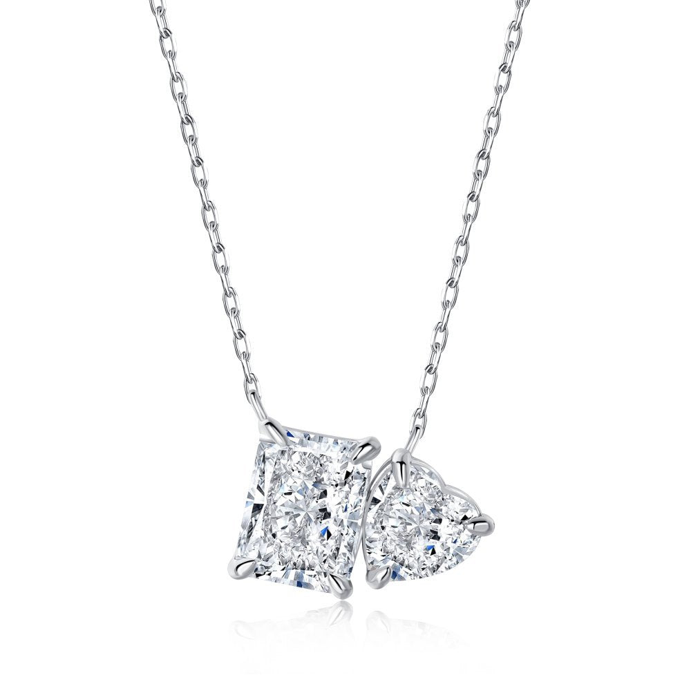 S925 Sterling Silver High Carbon Diamond Necklace for Women Ice Flower Cut Pink Heart Pendant Green Diamond High-end Collarbone Chain