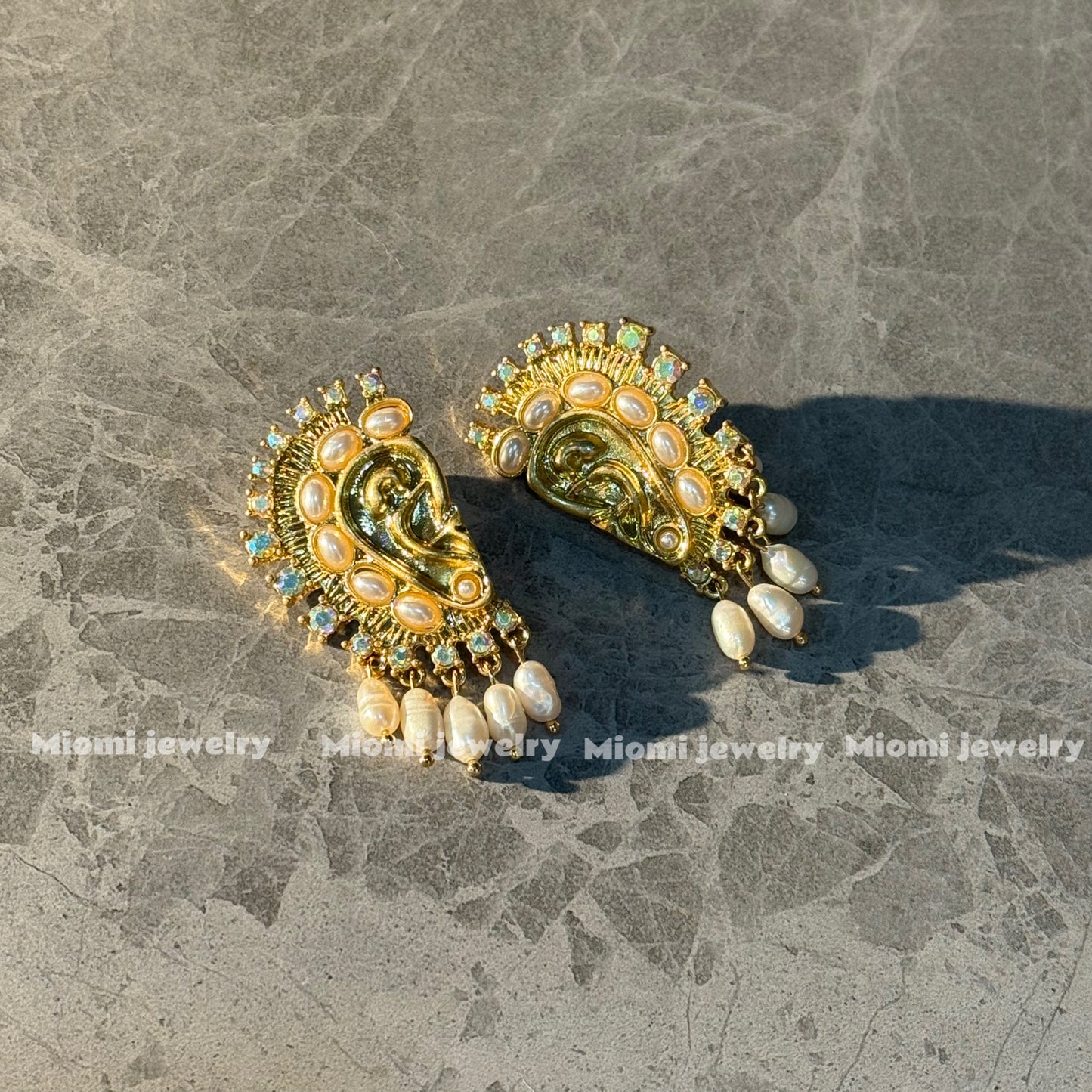 Natural pearl heart shape earring vintage