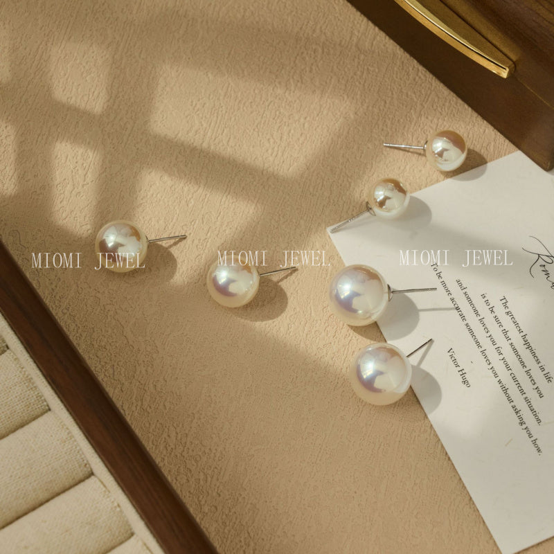925 Sterling Silver Earrings Elegant Simple Pearl Stud Earrings for Women 2025 Trend Niche Exquisite Earrings Silver Jewelry