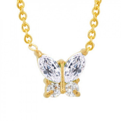 Titanium Steel 18K Vacuum Plated Colorful Zircon Necklace for Women High-End Light Luxury Micro-Paved Zircon Necklace Butterfly Design