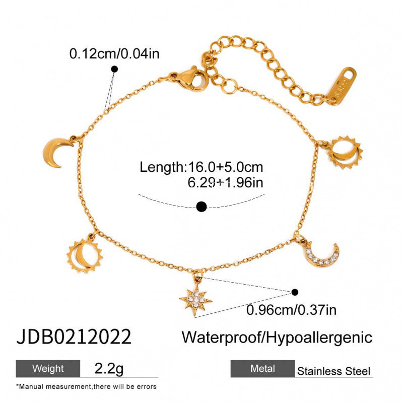 Stainless Steel Heart Zircon Bracelet Light Luxury High-end Titanium Steel Bangle Non-fading Women's Jewelry