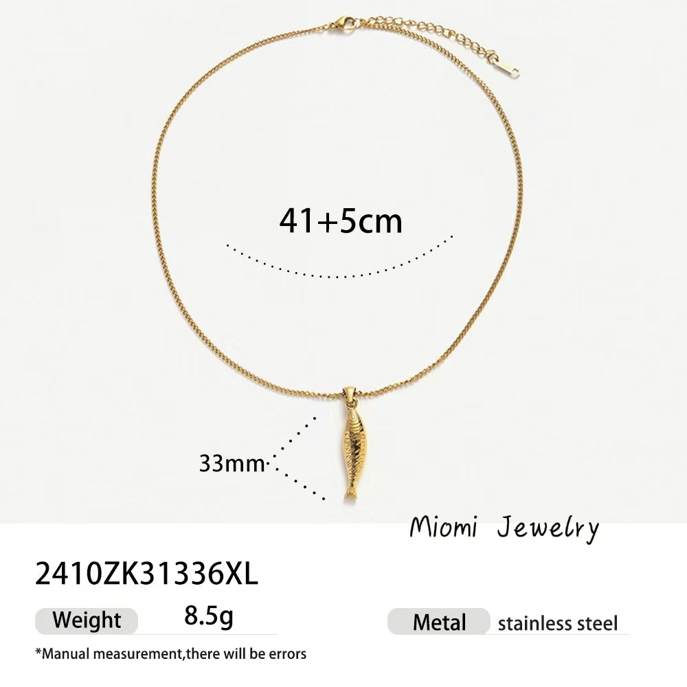 Taina Summer Stainless Steel Necklace - Minimalist, High-End, Natural Animal & Beach Style Collarbone Chain