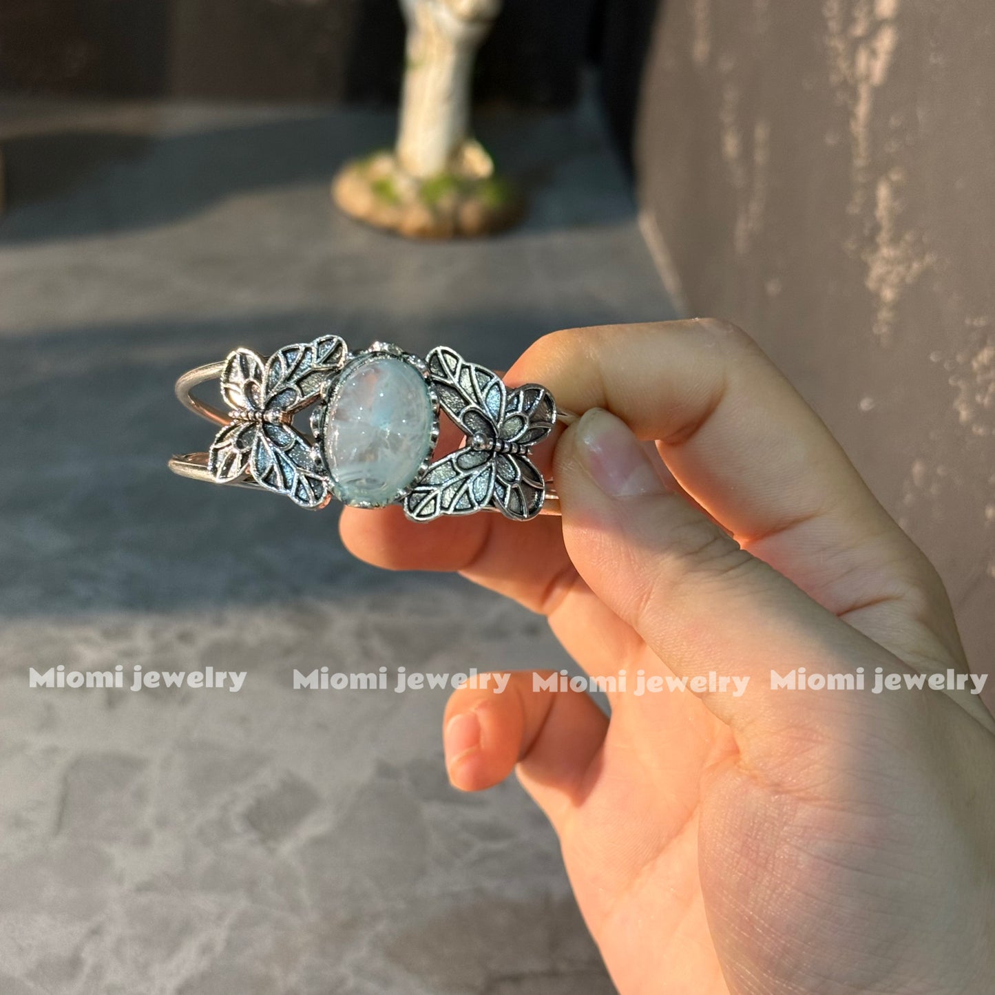 Bracelet silver vintage butterfly bangle whimsical bracelet