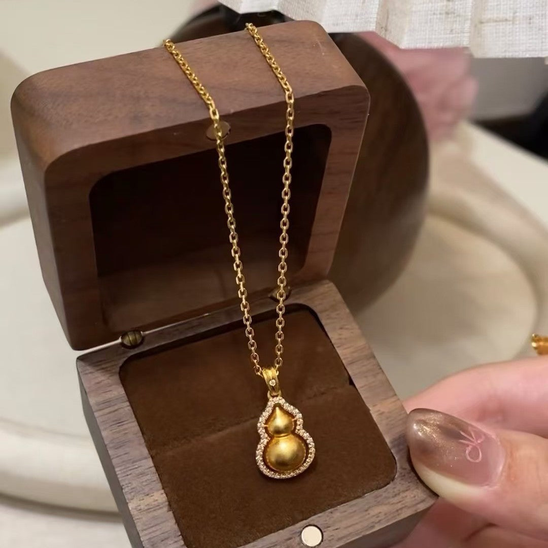 Vintage Sterling Silver S925Traditional Gold Gourd Necklace Chinese Style Necklace for Women High-end Pure Silver Gourd Necklace