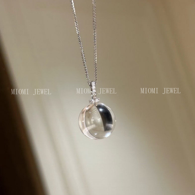 Pure Silver S925 Double A White Crystal Fairy Necklace Design Sense Clavicle Chain Light Luxury Niche Neck Chain Jewelry