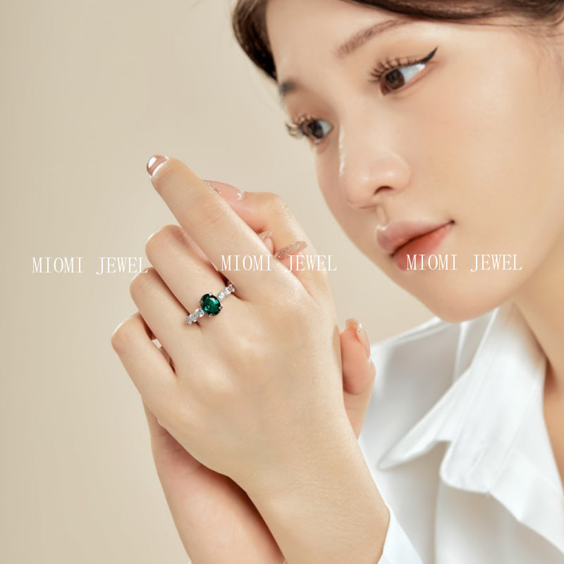 High Carbon Diamond Ring for Women S925 Sterling Silver Zircon Ring Colored Gemstone Ring Wholesale TikTok Cross-Border Live Streaming