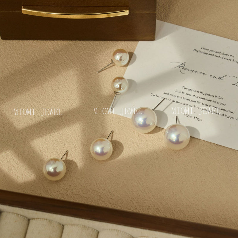 925 Sterling Silver Earrings Elegant Simple Pearl Stud Earrings for Women 2025 Trend Niche Exquisite Earrings Silver Jewelry