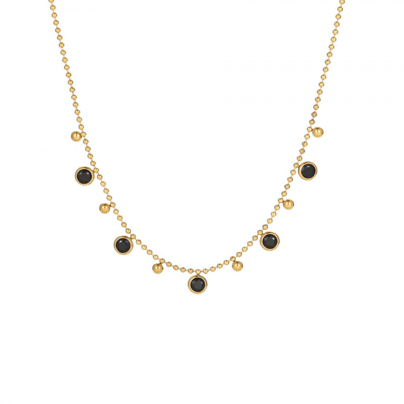 Trendy Zircon Tassel Stainless Steel Necklace 18K Gold Plated Light Luxury High-End Jewelry Wholesale