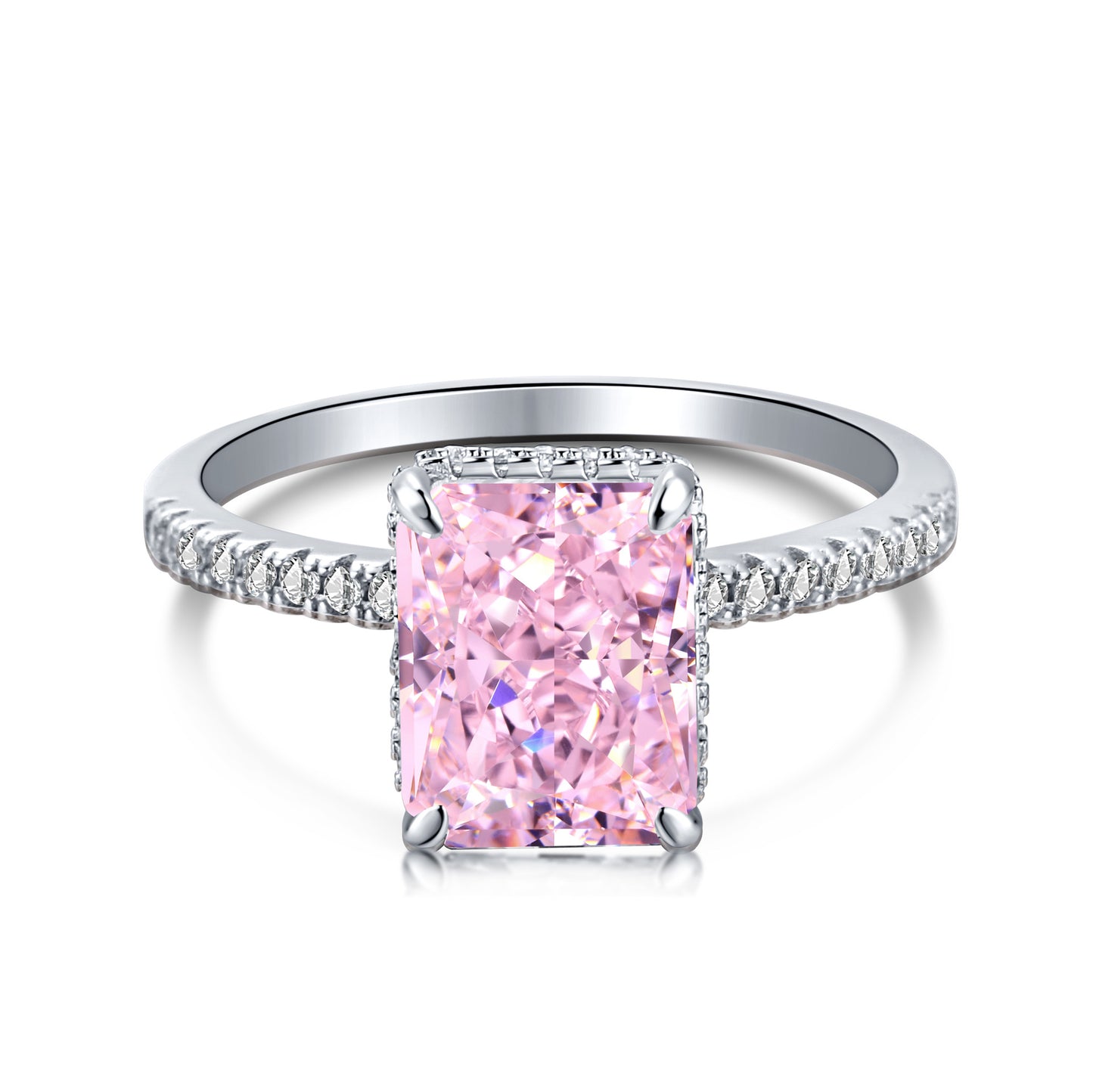 High Carbon Diamond Jewelry S925 Sterling Silver Heavy Craft Ring for Women 8A Zircon Square Ice Flower Cut Gemstone Ring