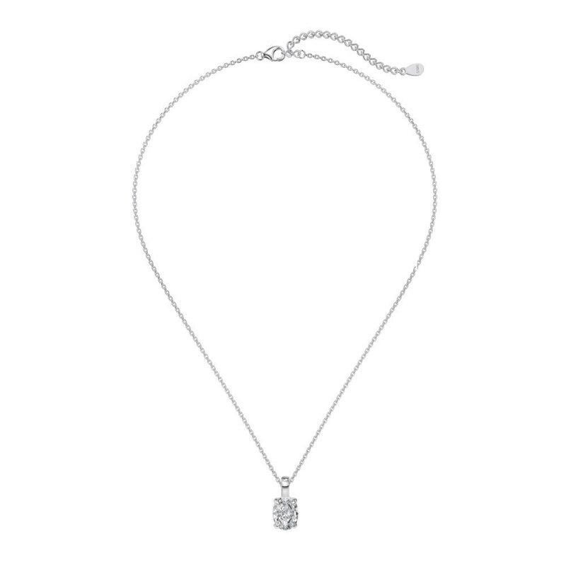 S925 Sterling Silver Single Diamond Necklace for Women Inlaid with Oval Zircon Trendy Fashion Versatile Girly Heart Collarbone Chain